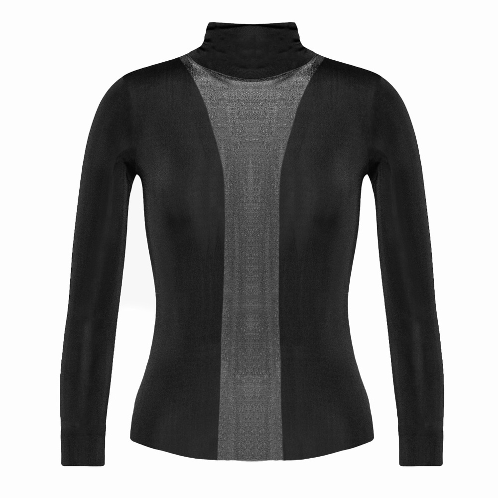 MAISON MARGIELA Mock Neck Top with Semi-Sheer Organza Panel with Zip Back